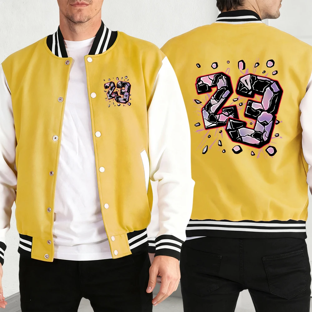 

Dazzle Graphic The Number 23 Print Comfy Pocket Clothing Man Sports Trendy Jackets Loose Winter Autumn Warm Baseball Jersey