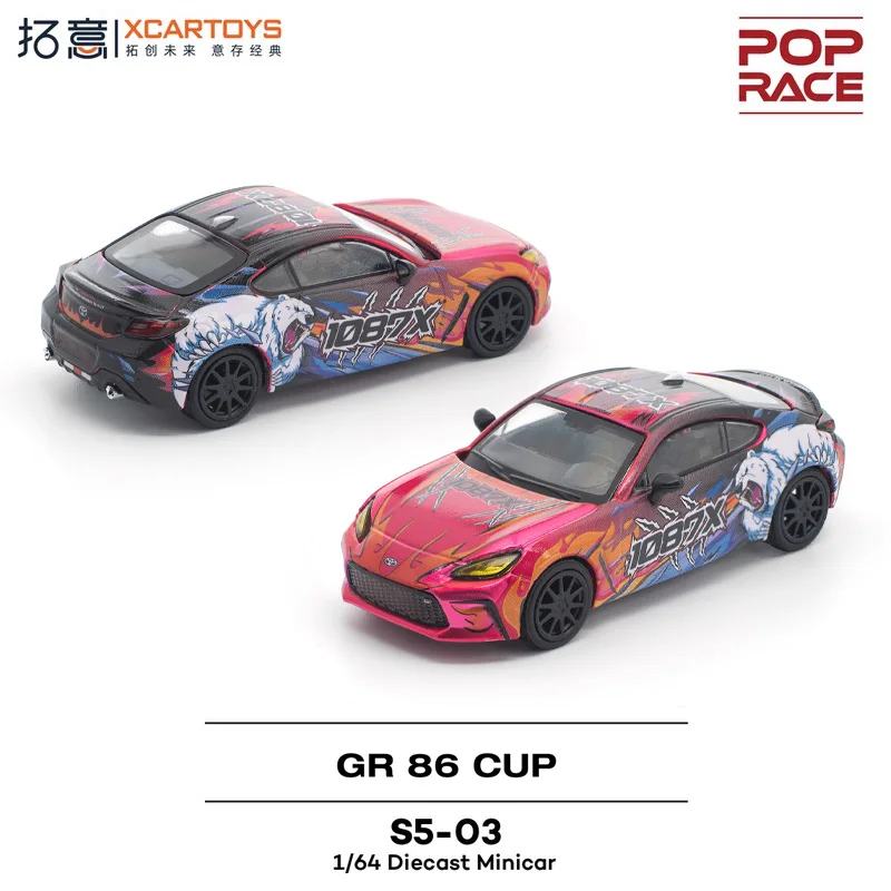 

POP RACE 1/64 Toyota GR86 1087X Team, Zhang Zhanhe S5-03 alloy car model