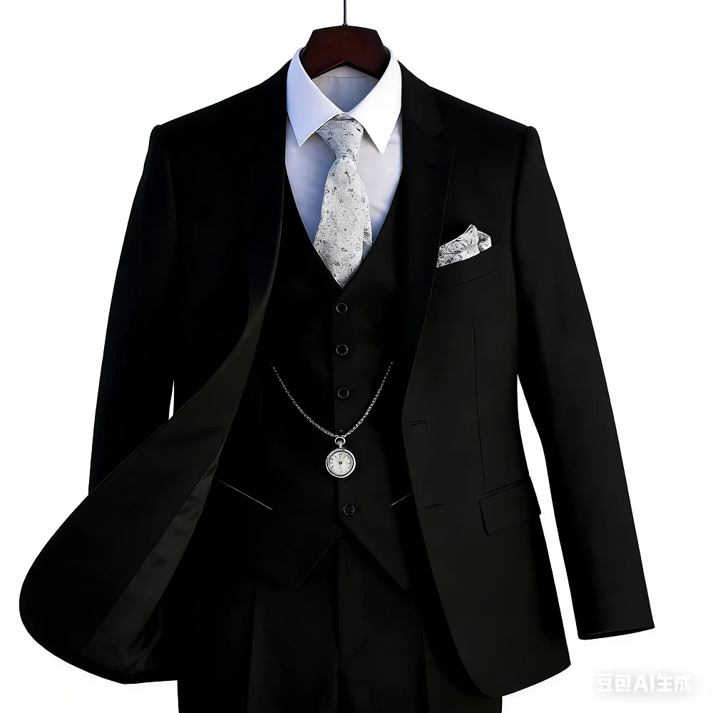 

Vestido de casamento masculino único Breasted Slim Fit, terno azul céu, jaqueta de lapela, calças, colete, elegante, 3 peças