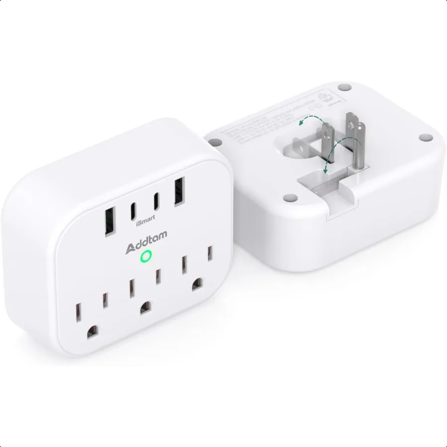 

2 Pack Cruise Appd Power Strip Outlet Extender with 3 Outlets 4 USB 2 USBC Foldable Plug Adapter for Travel entials Cruise Must