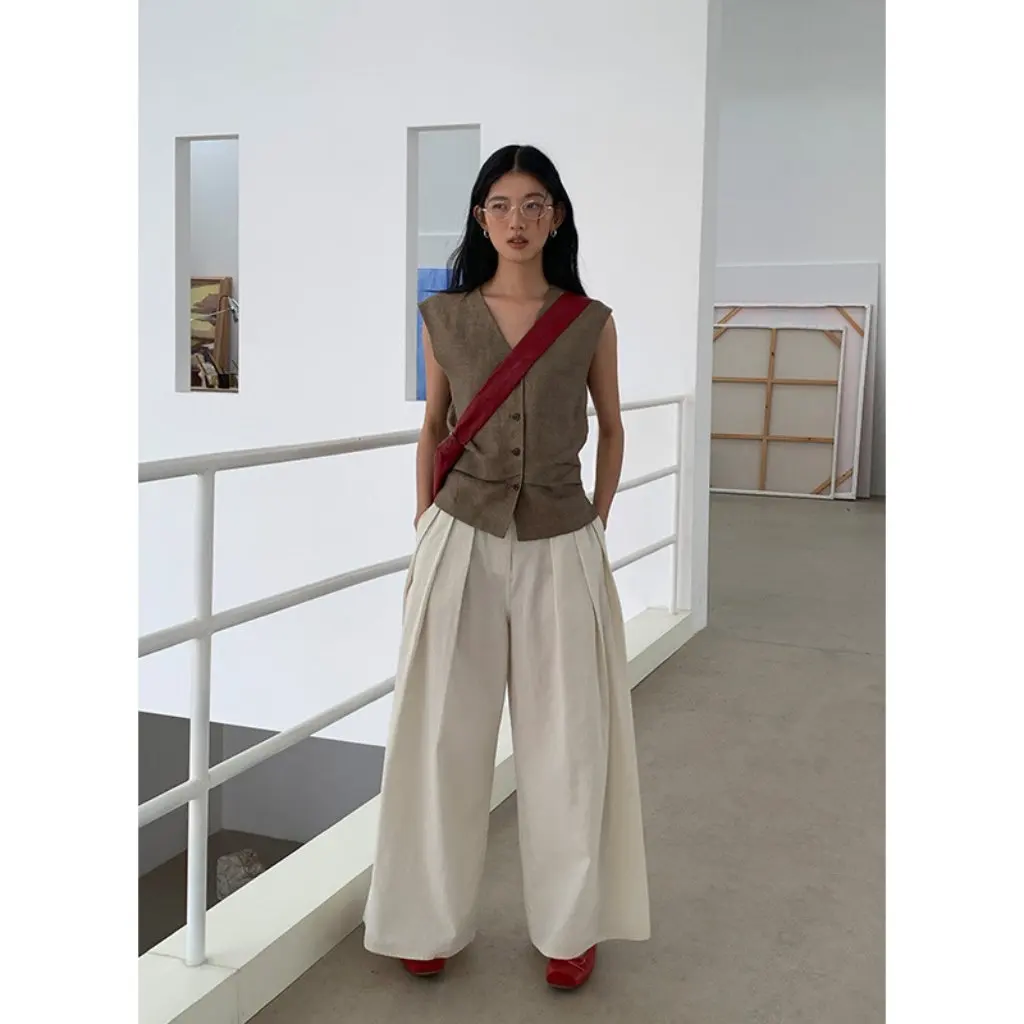 

Elegant Vintage Loose Women's Linen Sleeveless Jacket Autumn New Style Fashionable Top For Ladies Comfortable Fit Vest
