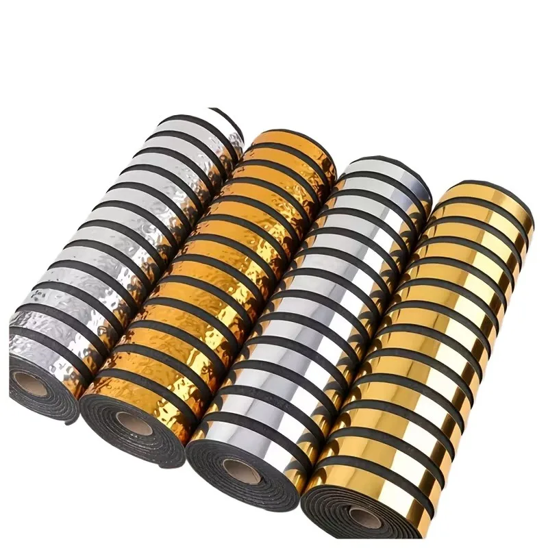 

Mirror surface texture self adhesive three dimensional grille wall sticker TV background living room bedroom