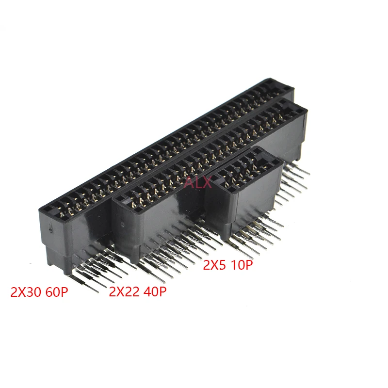 5pcs Right Angle Edge Card Connector Slot 2.54 mm Pitch 8/10/12/16/18/20/28/30/36/40/50/60/72/80/98 Pin PCB Gold Finger Socket