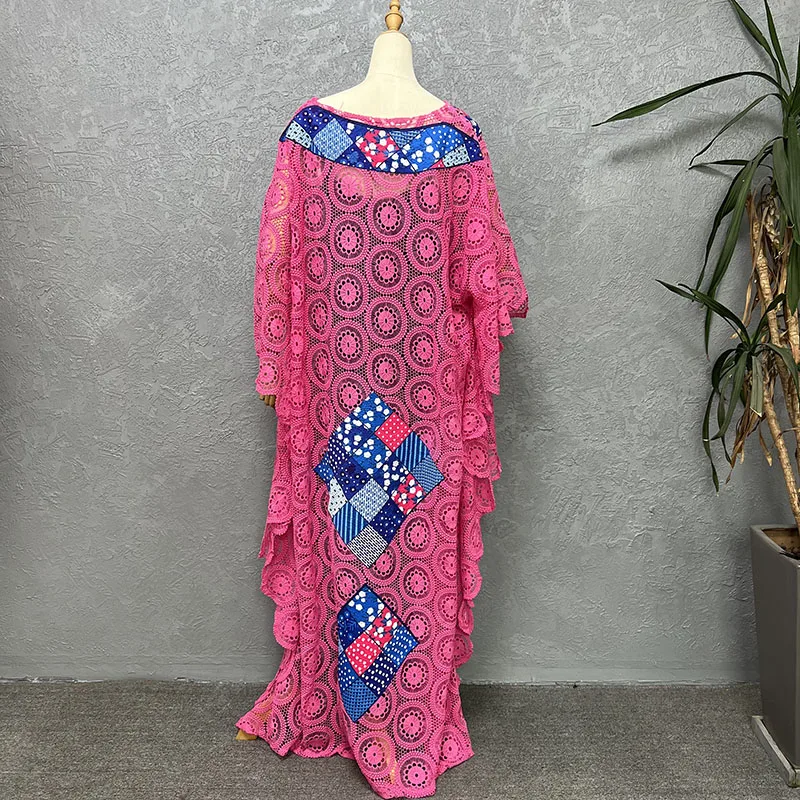 Vestidos de renda africana para mulheres, Abaya Ankara Kaftan Robe, vestido longo de noite feminino, Mama Boubou, Dashiki, conjuntos 2 pcs