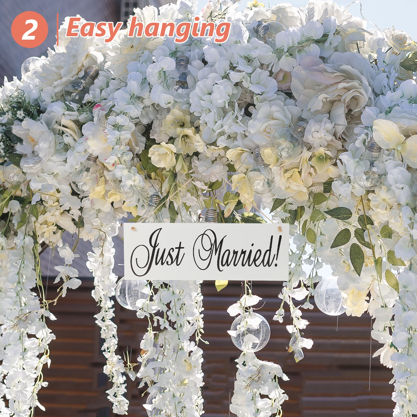 

Just Married Wedding Hanging Sign White Wooden Rectangle Board 40x14x09cm for Ceremony Decoration Bride Groom Party Favors