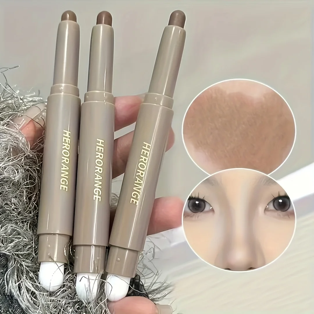 Herorange Doppelkopf-Konturstift mit integriertem Pinsel, doppelt verwendbar, Nasenschatten, langanhaltend, natürliches Stereo-Make-up