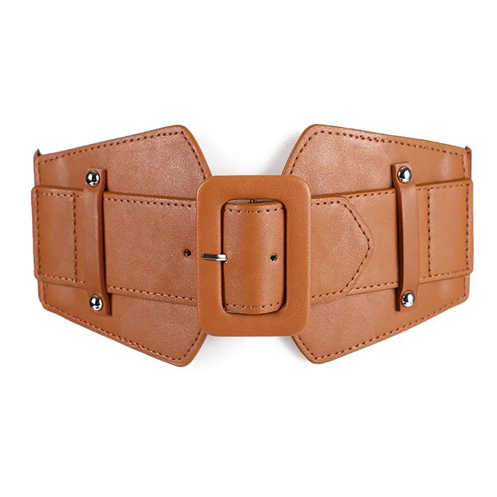 

Luxury Casual Wide Ladies Skirt Female Sweater Canvas Cummerbunds PU Belt Women Waistband Waist Belt