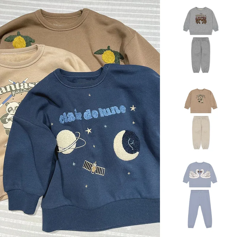 

Pre-sale(Ship in October) 2024 KS Autumn Kids Clothes Boy Sweatshirts Cotton Baby Girls Clothes Pants for Kids Sweatshirts Suit