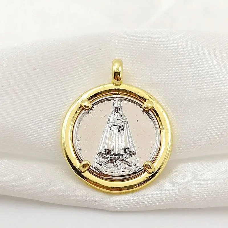 Gold Plated Our Lady of Fatima Charms for DIY Jewelry Making Silvery Nuestra Señora de Fatima Pendant La Virgen del Carmen Jewel