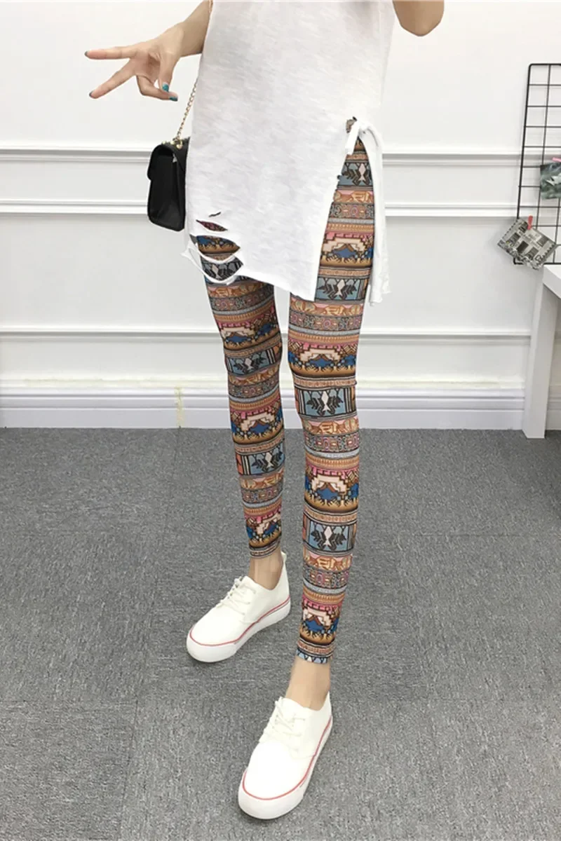 Summer Mesh Leggings Women Wear Bohemian Large Elastic Flesh Penetrating Color Sunscreen Pants  Leopard Print  Punk Rave