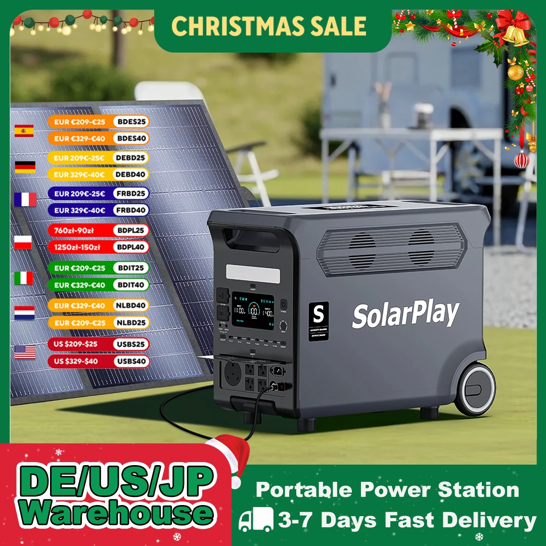 SOLARPLAY 3600W centrale électrique Portable 3840WH générateur extérieur avec panneaux solaires pliables pour Camping en plein air d'urgence à la maison
