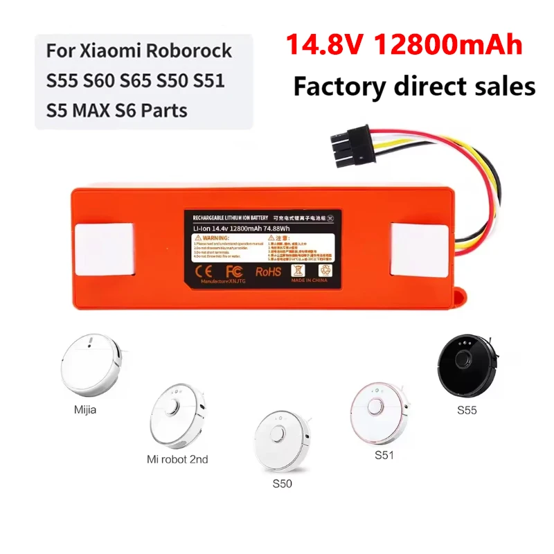 14.4V 6500mAh Original Replacement Battery For Xiaomi Roborock S6 S7 MaxV Q5 Q7 MAX Robot Vacuum Cleaner Accessories Parts