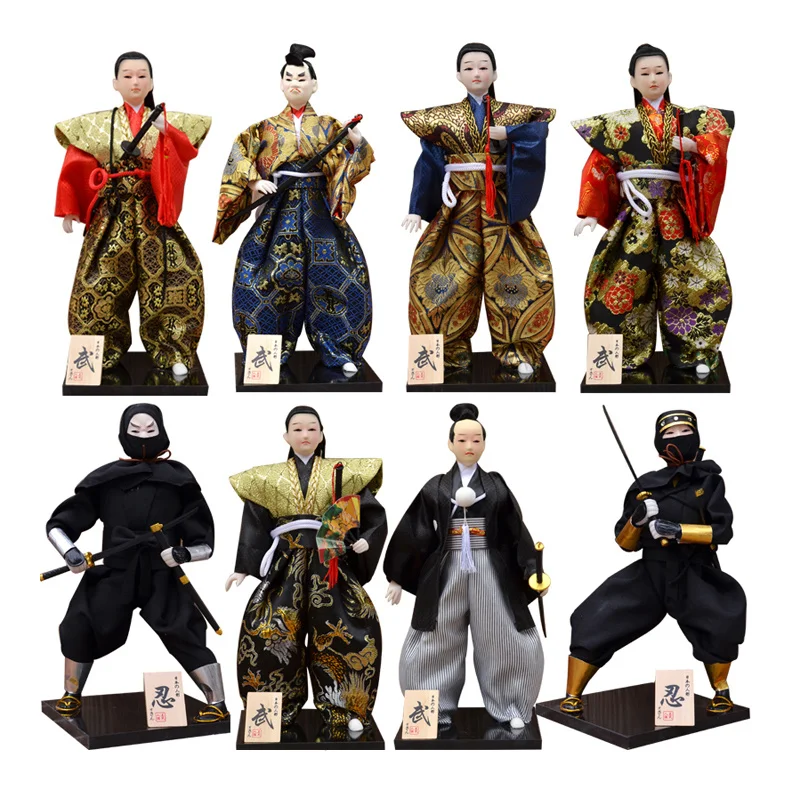 30cm Traditional Japanese Samurai Ninja Figurines Statues Japanese Dolls Ornaments Sushi Restaurant Home Decoration Gifts