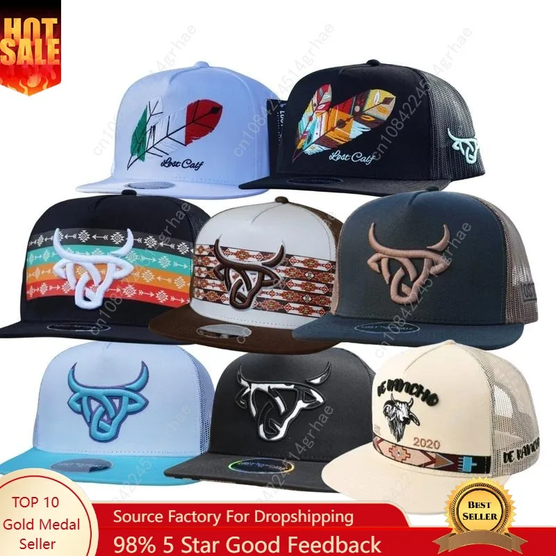 

[BUY 2 FOR 1 PRICE ] Combo 2 Western Hat, Lost Calf Cow Pattern Hat,Tribe Flat Western Flatbill, Koda Flat White, DE RANCHO TRIB