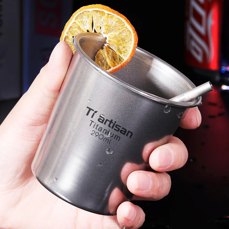 Tiartisan Titanium Beer Cup 290ml Juice Tea Cup Lightweight Outdoor Camping Hiking Picnic Tableware Titanium Mug