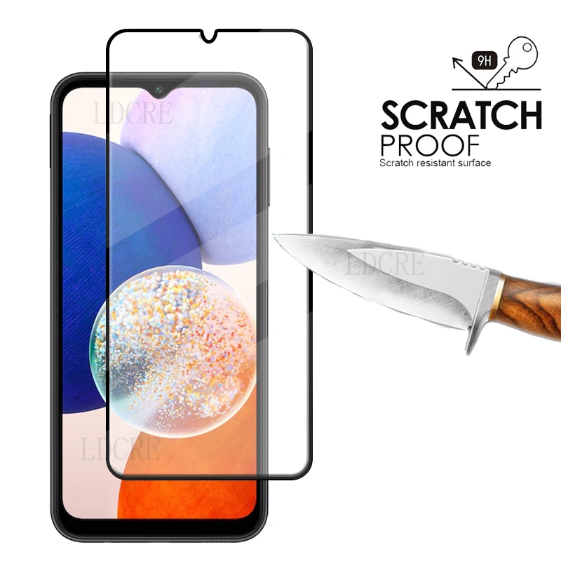 6-in-1 For Samsung A14 Glass For Samsung A14 Glass 9H HD Full Glue Cover Screen Protector For Samsung Galaxy A 14 A14 Lens Glass
