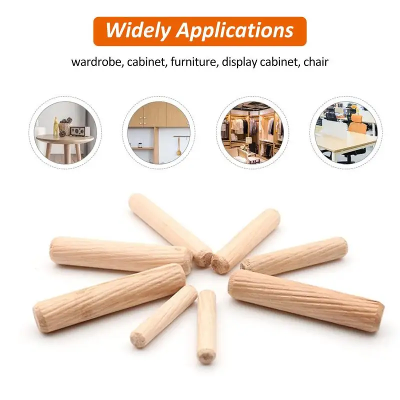 50pcs M6*30/40mm M8*30/40mm Wooden Dowel Cabinet Drawer Round Fluted Wood Craft Pins Rods Set Furniture Fitting wooden dowel pin