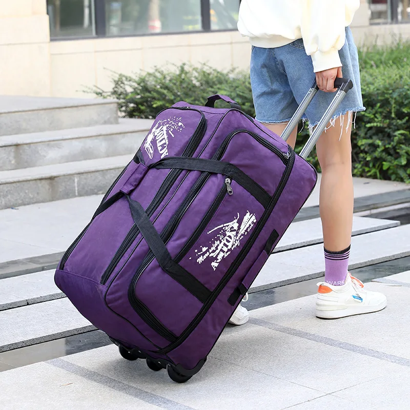 Bolsa de viaje con ruedas de tela Oxford, bolsa de negocios ajustable Unisex, bolsa de equipaje plegable repelente al agua para viajar