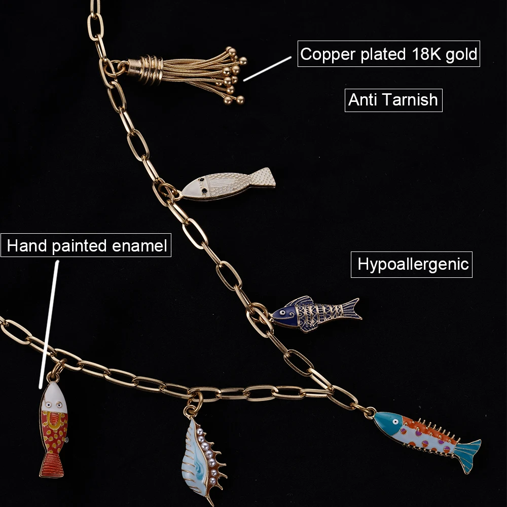 Animal Fish Charm Necklaces For Women Accessories Beach Style 2024 Trend  Popular Chain Stainless Steel Exquisite Jewelry Sets