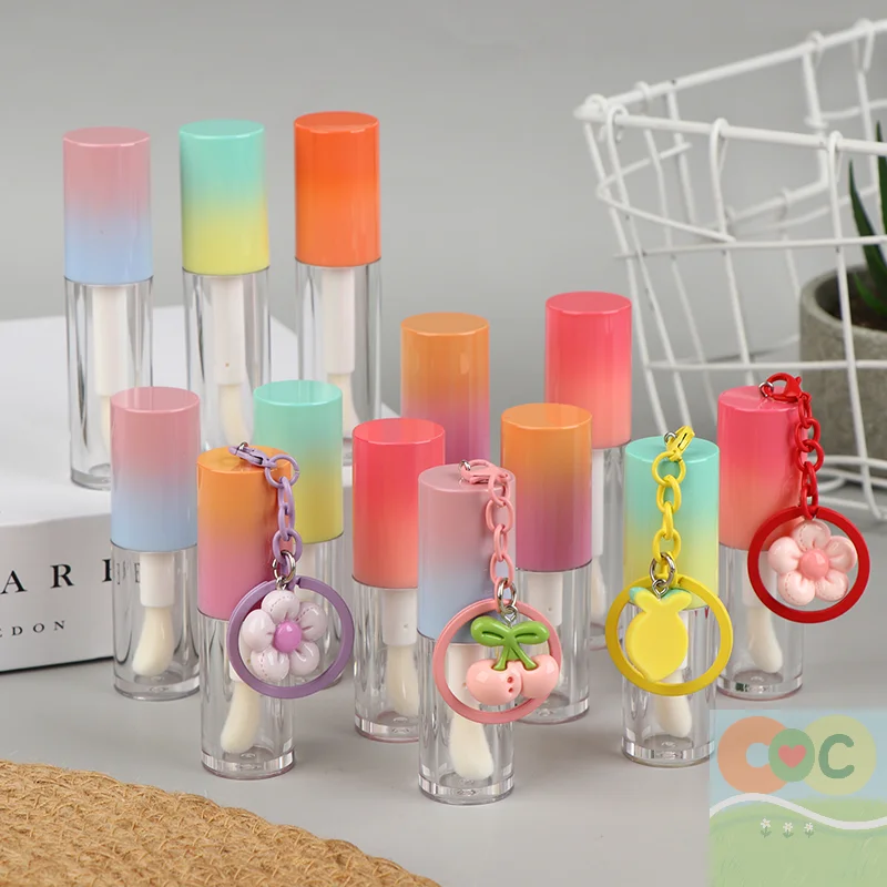 HUA Lip Glaze Fles Met Sleutelhanger Gradiënt Lege Lippenstift Glans Buis Hervulbare Vloeistofcontainer Fles Lipgloss Monsterfles