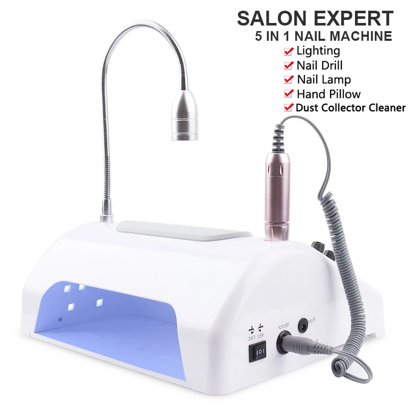 Hudavioji 5 in 1 Nail Art Machine  New 2022 Nail Drill Dust Collector Dryer Uv Nail Lights Led Lamp