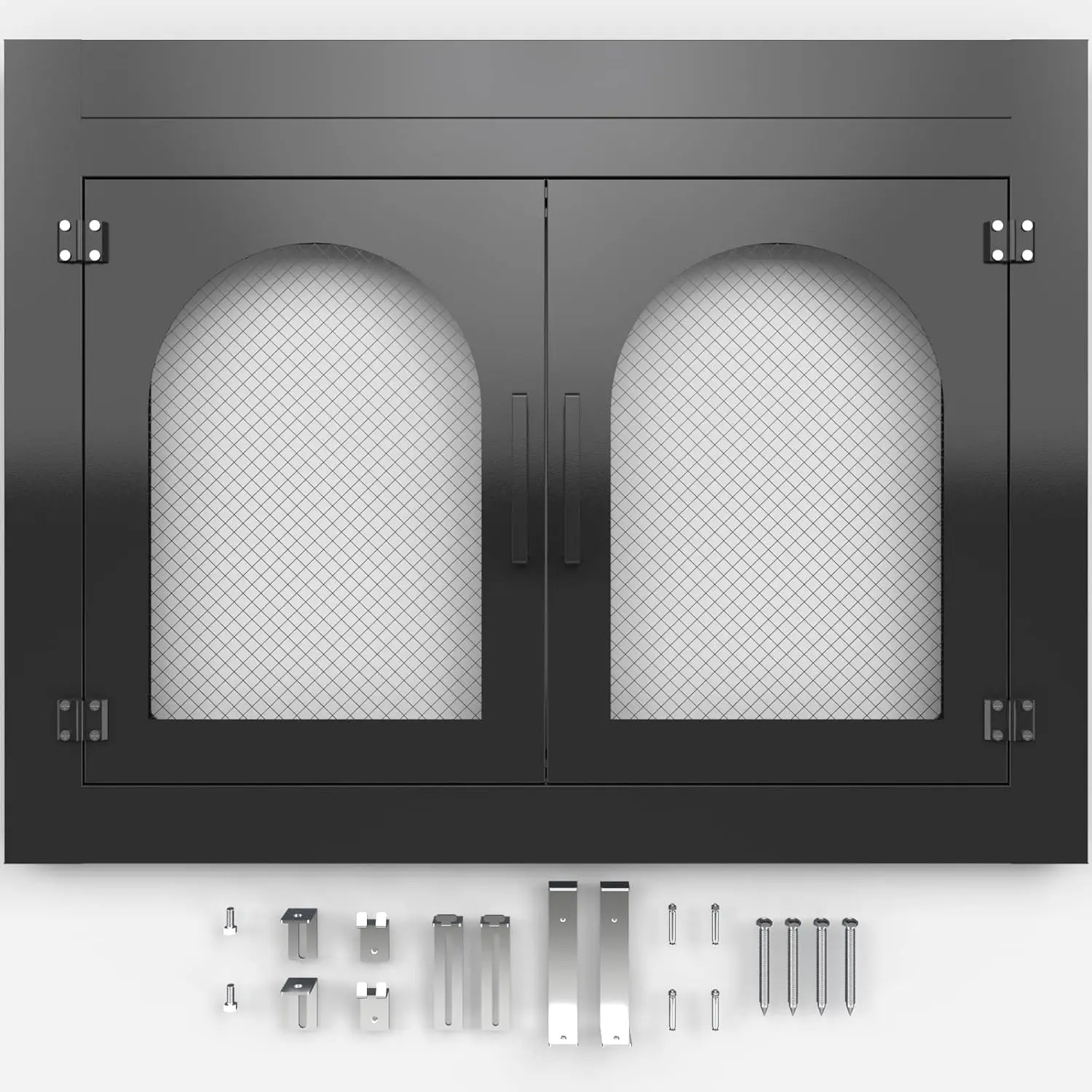 

Fireplace Door, Fire Place Doors with Screen and Glass Decor Iron Mesh Guard Fits Masonry Fireplaces