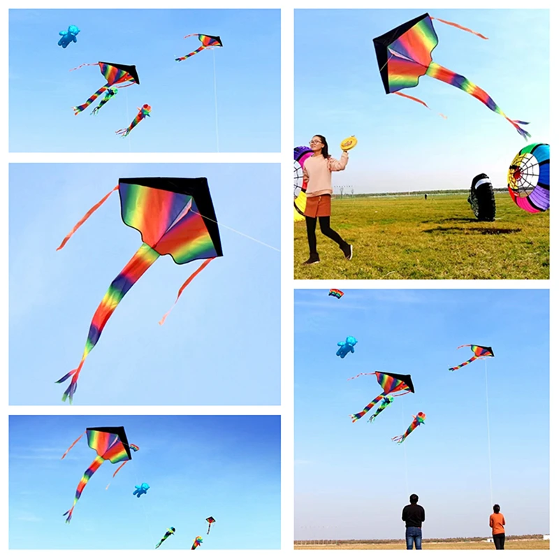 free shipping rainbow kite for kids kite nylon toys flying kites children kite line weifang large kite factory flying butterfly