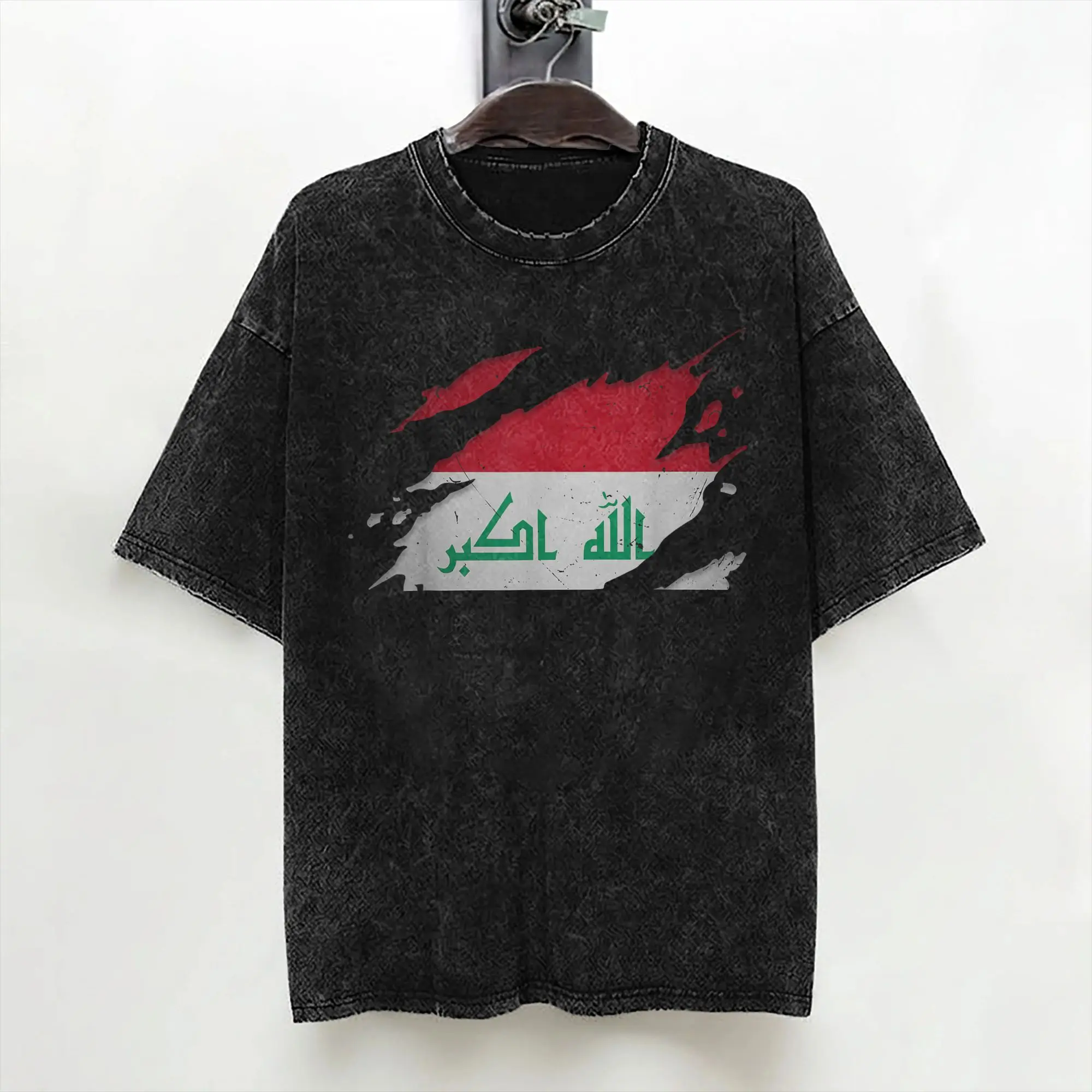 Proud Iraqi Design Iraq Flag T Shirt Washed Short Sleeve T-Shirt  Novelty for Men Women Streetwear Tee Shirt