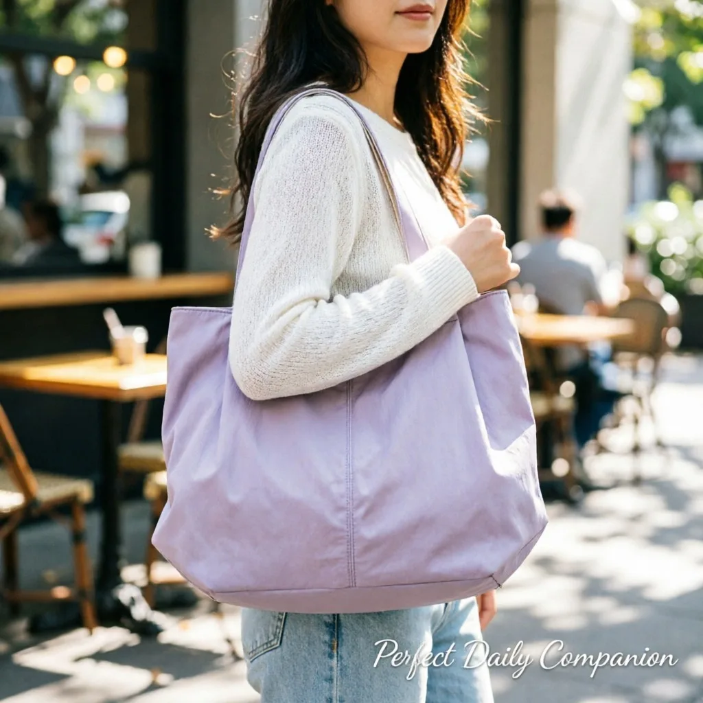 Nylon Tote Bag Large Capacity Lightweight, Shoulder Bag Women Commuter Handbag Student, Class Canvas Purse Casual Travel Shopper