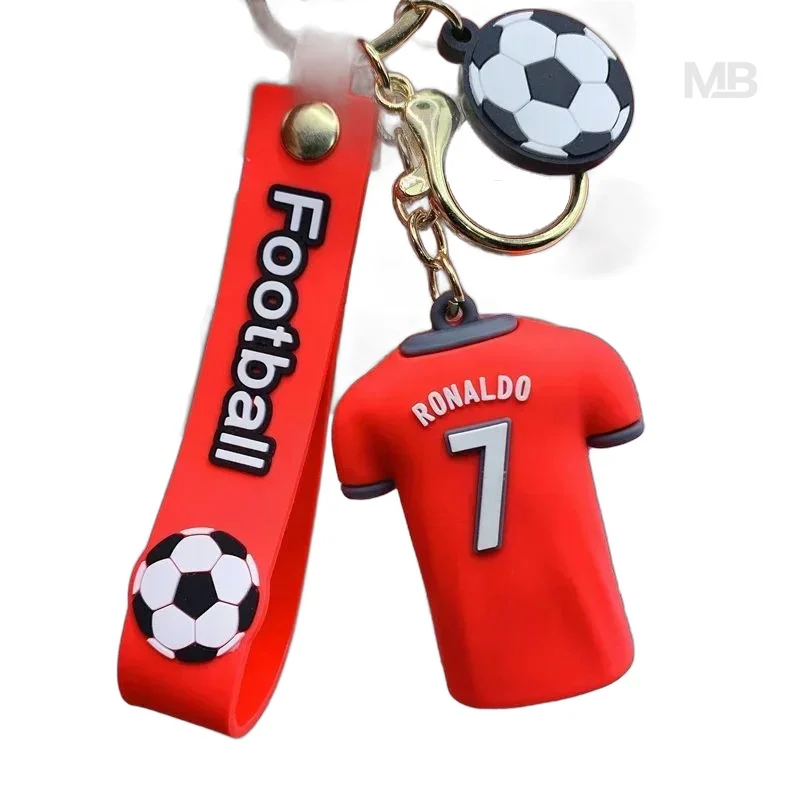 Football Star Jersey Keychain Number 7 10 Soccer Player Shirt Pendant Bag Charm Car Key Ring 3D Sports Fans Gifts Collection view 5