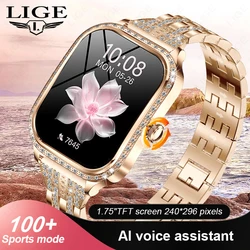LIGE New Luxury Smart Watch Heart Rate Monitor Fashion Ladies Bracelet 2024 Bluetooth Call Smartwatch Womoen For Android IOS