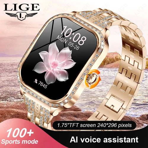 LIGE nuevo reloj inteligente de lujo Monitor de ritmo cardíaco pulsera de moda para mujer 2024 llamada Bluetooth Smartwatch Womoen para Android IOS
