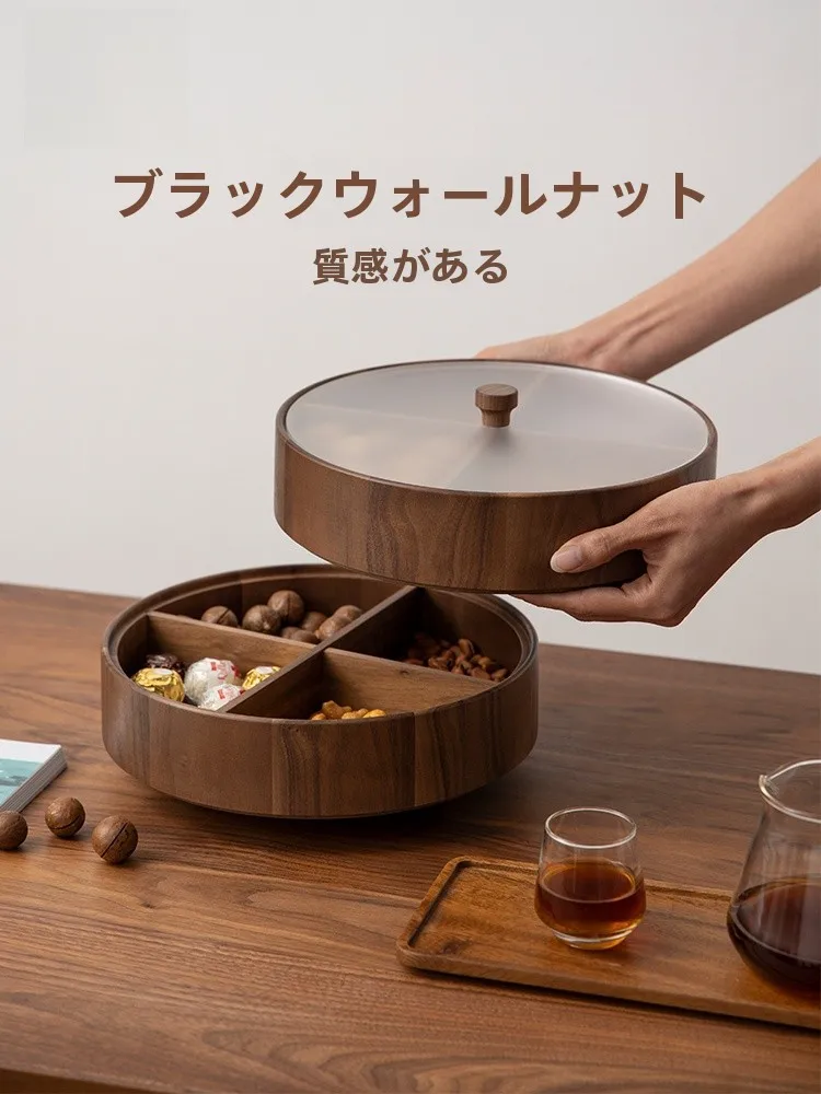 

Fanhuan Wood Rotating Divided Fruit Box with Lid New Chinese Sle High End Sna Wedding Candy Box Nut Storage Container