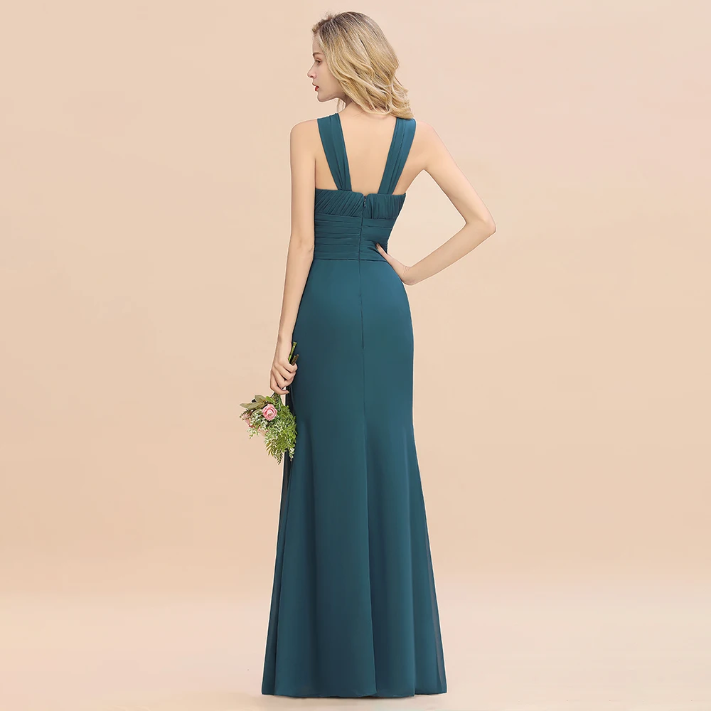 Misshow elegante plissierte lange Brautjungfer kleider für Hochzeits feier Frauen formelle Chiffon Abschluss ball Abendkleider nach Maß