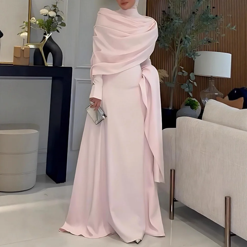 Women's Shawl Style Long Sleeve Tight Slimming Long Big Hem Dress Elegant Graceful Banquet Date Commute Versatile Evening Dress