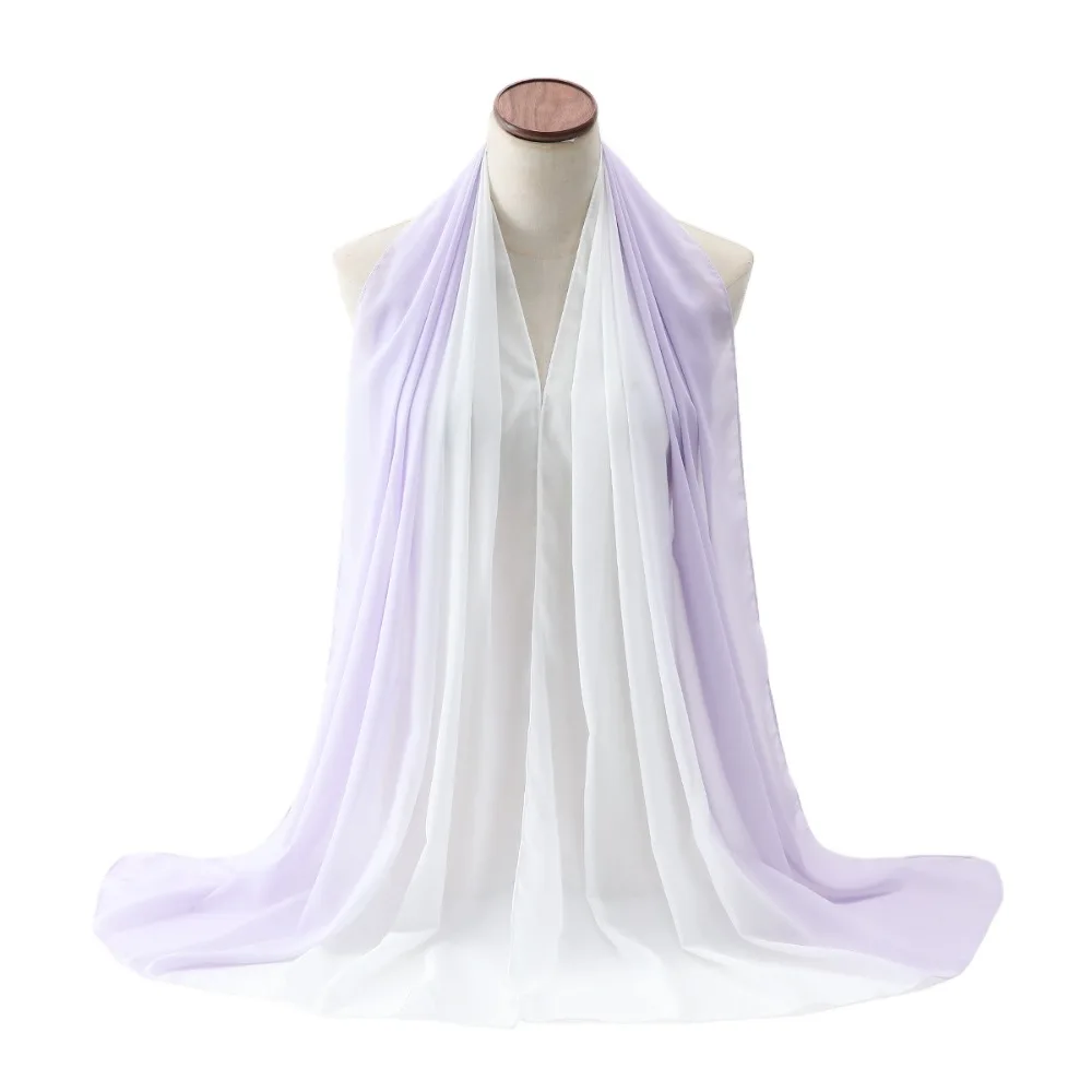 

Soft Chiffon Ethnic Style Scarf Gradient Color Thin Headscarf Long Foulard Islamic Turban Female