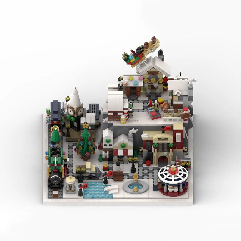 1533 Stück Winter Wonderland – Winterdorf Architektur Bausteine Moc Bricks Kinder Montage Spielzeug Weihnachtsgeschenke