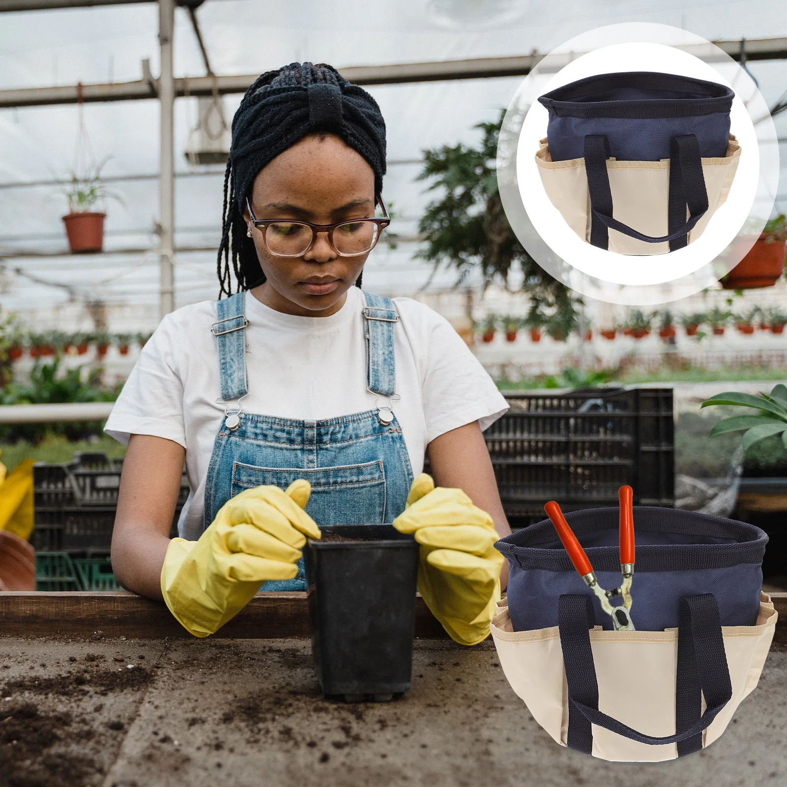 

Oxford Cloth Garden Tool Bag Heavy Duty Portable Lightweight Gardening Tool Organizer Storage Pouch Garden Tote
