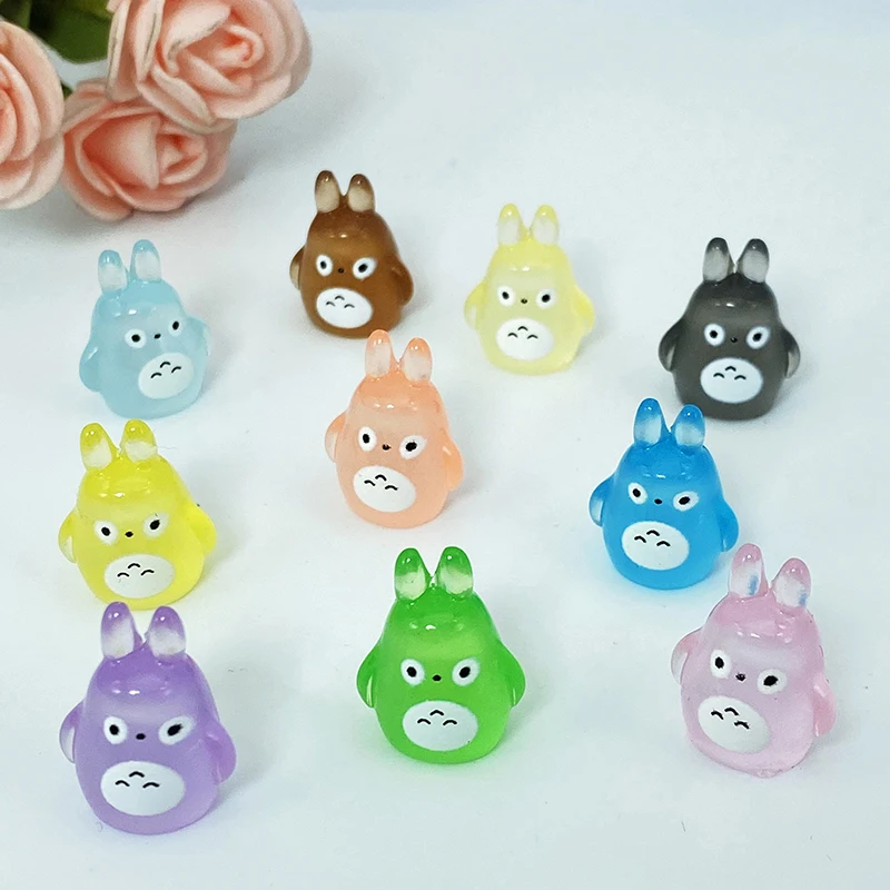 1PC Outdoor Miniature Glow In Dark Totoro DIY Fairy Garden Decoration Colorful Luminous Totoro Micro Landscape Accessories