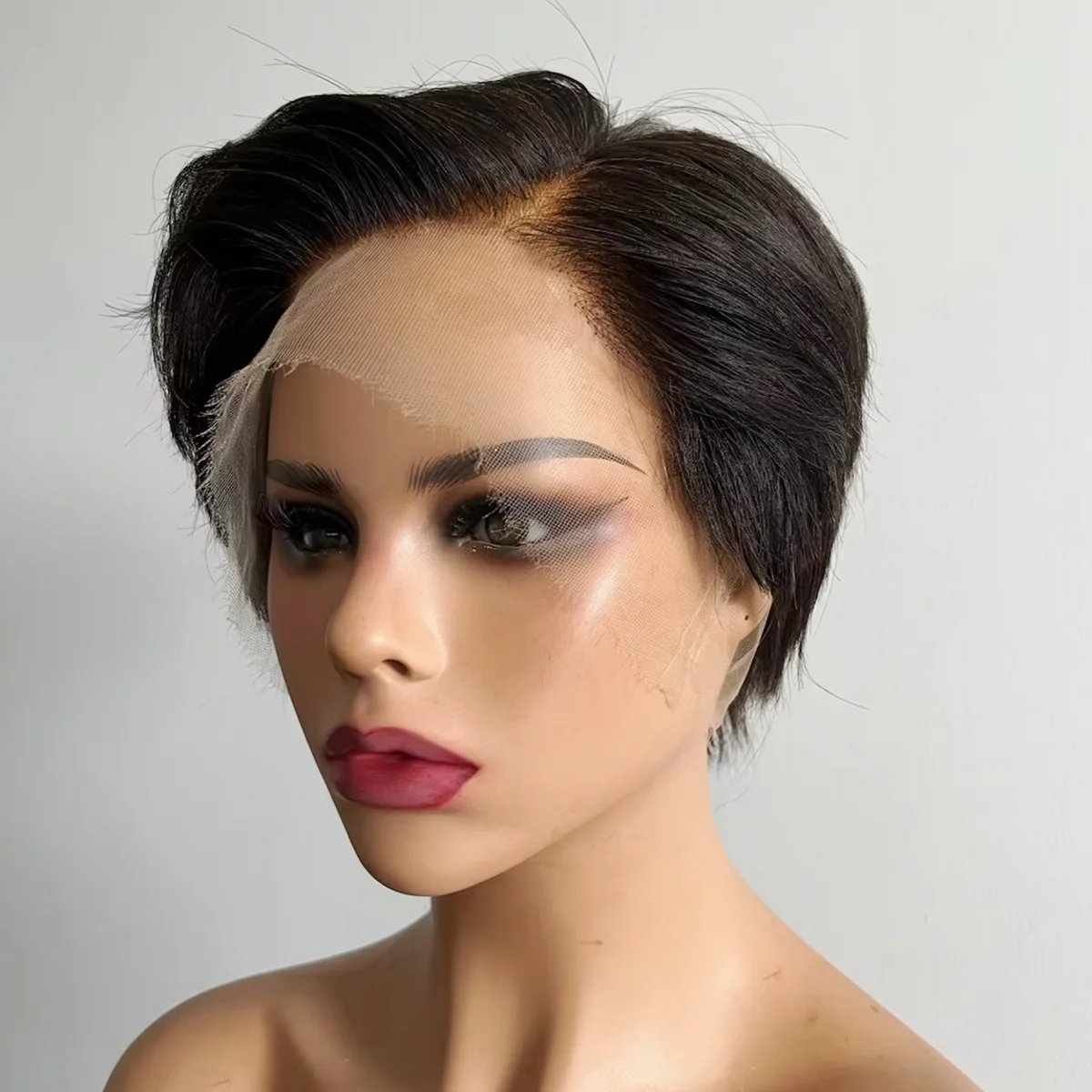 Virgin Human Hair Pixie Lace Wig Pixie Cut wigs Human Hair Wig None Lace Wig with Bangs  main image 2