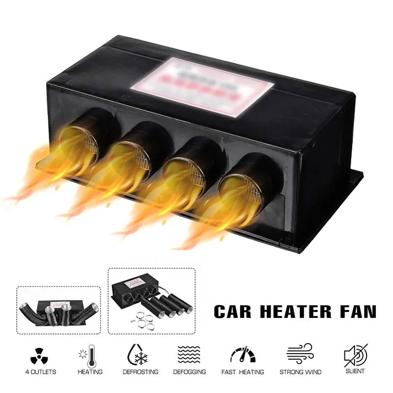 24V 800W Car Heater 4 Holes Fast Heating Defroster Windshield Defroster Demister Truck Car Electrical Appliances Heating Fan