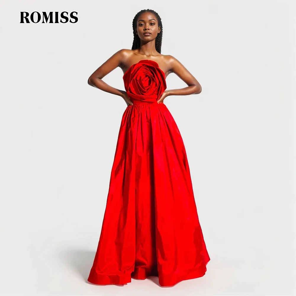 

ROMISS Patchwork Appliques Party Dresses For Women Strapless Off Shoulder High Waist Slim Folds Spliced Zipper Dress Female