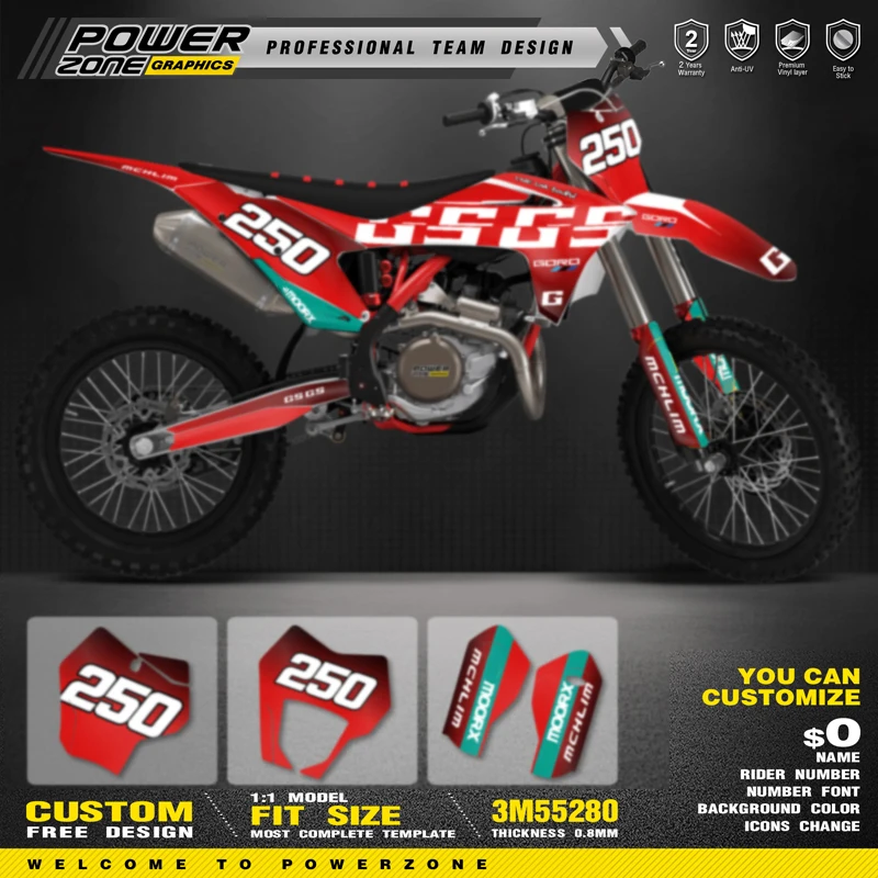 PowerZone Custom Team Graphics Backgrounds Decals For 3M Stickers Kit For GASGAS GAS GAS 2021 2022 2023 EC MC 34