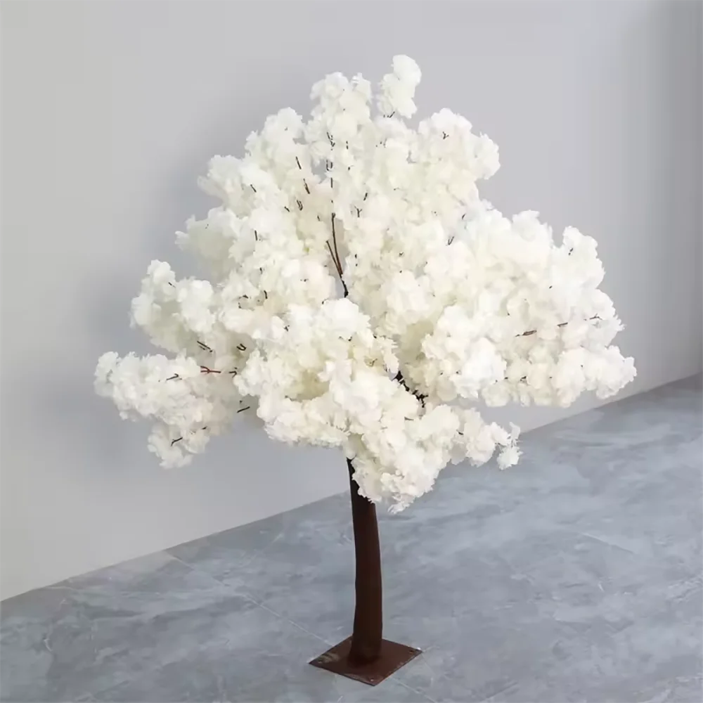 Hot Selling Artificial white color Silk blossom flower trees for wedding decoration on table