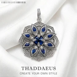 Pendant Blue Lotus Flower,Brand New Fashion Jewelry 925 Sterling Silver Europe Accessories Gift For Woman