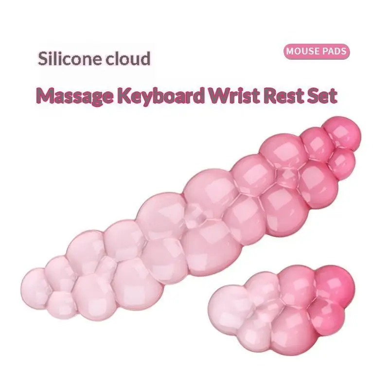 Cloud Wrist Rest for Keyboard and Mouse Clear Transparent Ergonomic Cute Mouse Wrist Pad Silicone Non-Slip Wrist Pad for Compute