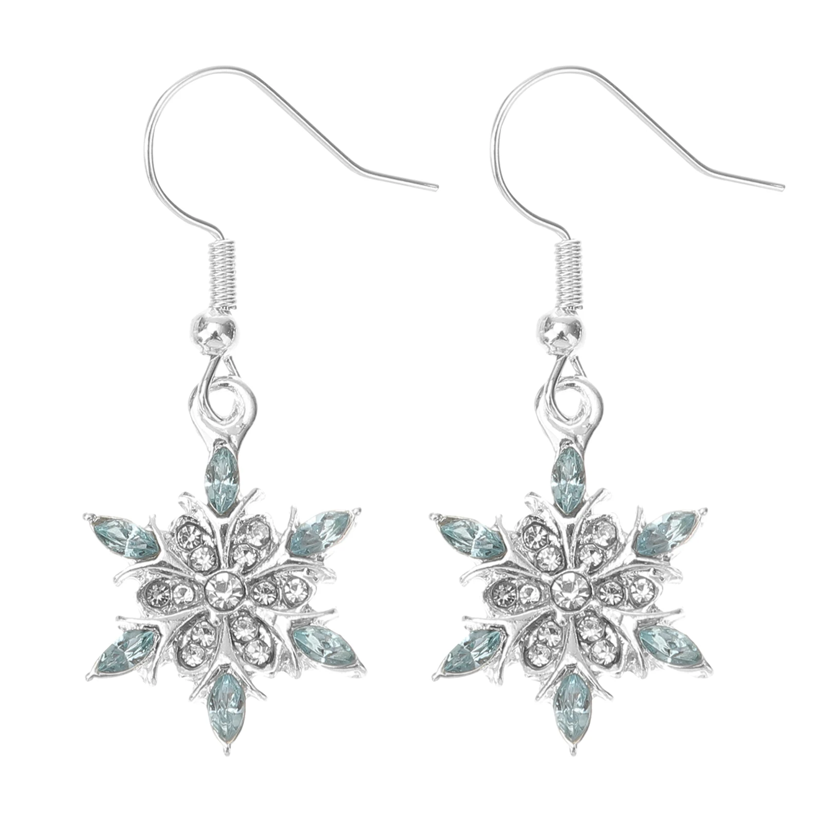 

Trendy Rhinestone Inlaid Alloy Earrings Water Blue Snowflake Studs Fashion Daily Jewelry Gifts for Women Girls Ear Rings