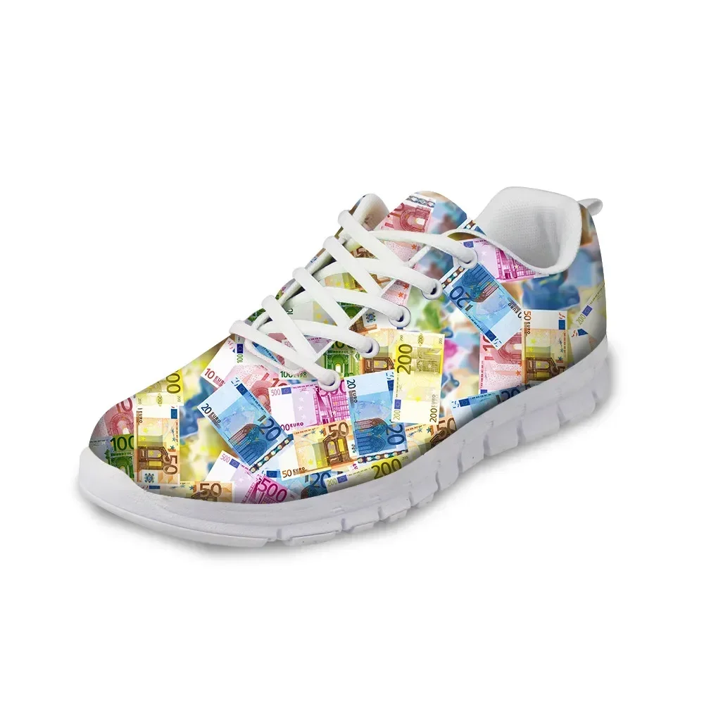 

Classic Women's Low Style Walking Shoes Lace up Causal Sneakers for Female Breathable Fashion Dollar Printed Shoes