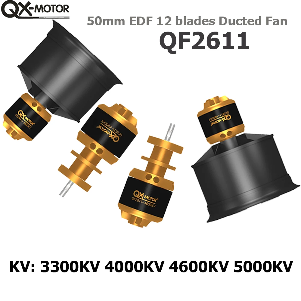 QX-MOTOR 50mm EDF 12-łopatkowy wentylator kanałowy QF2611 3300KV 4000KV 4600KV 5000KV 3S 4S Bezszczotkowy silnik do części modeli RC