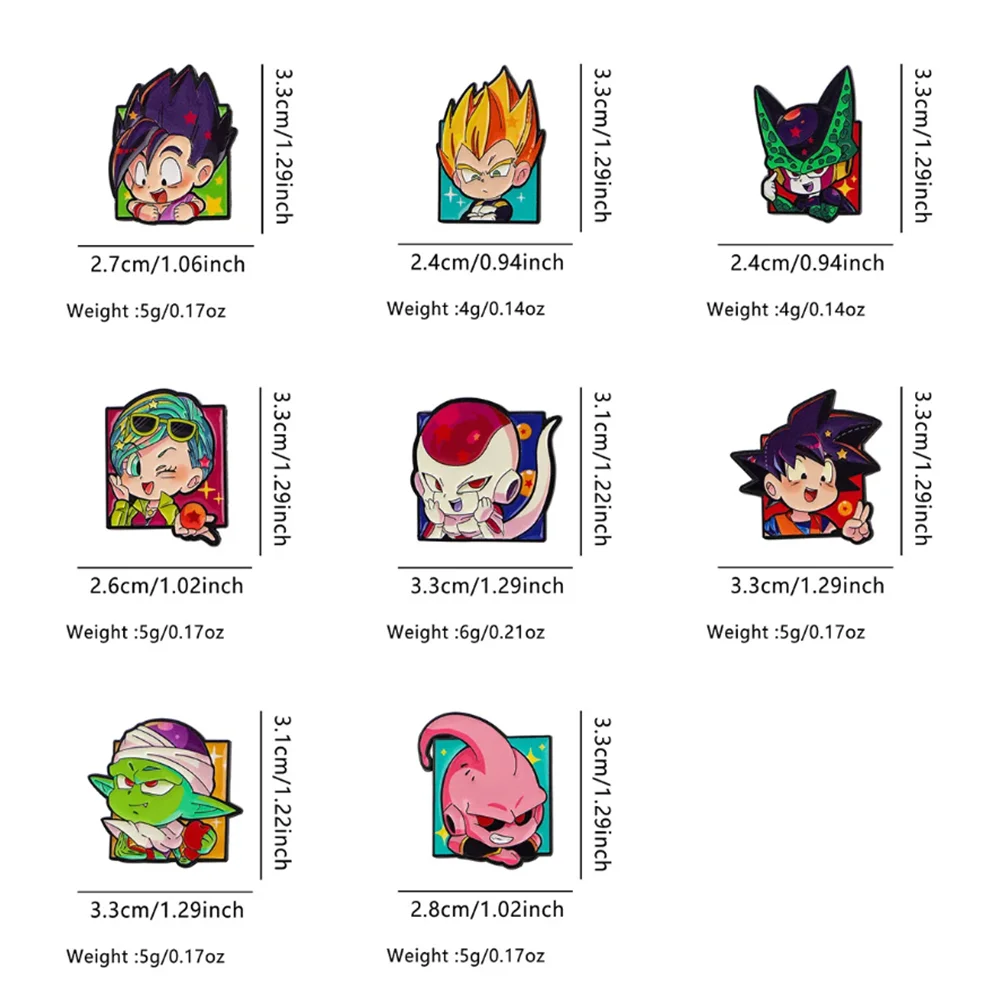 8 Stück Chibi Hot Blood Anime-Charakter Emaille-Anstecker, quadratische Cartoon-Broschen zur Dekoration von Rucksäcken und Jacken, Geschenk – Detail 8
